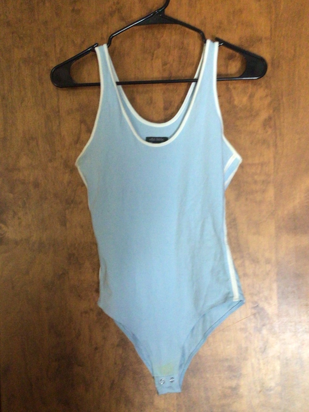 wild fable Light Blue Tank Bodysuit with White Trim